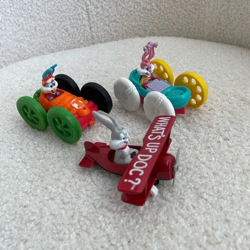 3 Vintage 80s 90s Looney Tunes Tiny Tunes Small Vehicles Car Airplane